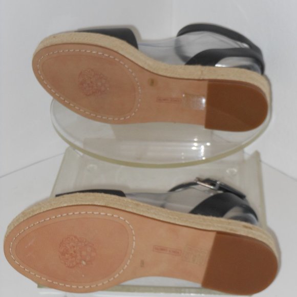 VINCE CAMUTO BLACK GENUINE LEATHER SANDALS SIZE 9.5 MEDIUM - Picture 4 of 7